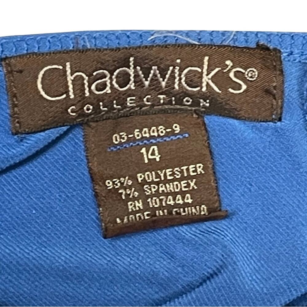 Chadwick’s blue faux wrap dress midi flowy swingy comfortable v-neck size 14 - Picture 4 of 4